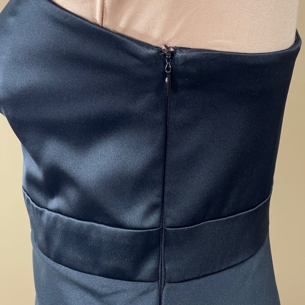 WHBM Satin Cocktail Dress Size 4 Tiered Ruffle Strapless Black LBD - Picture 3 of 8